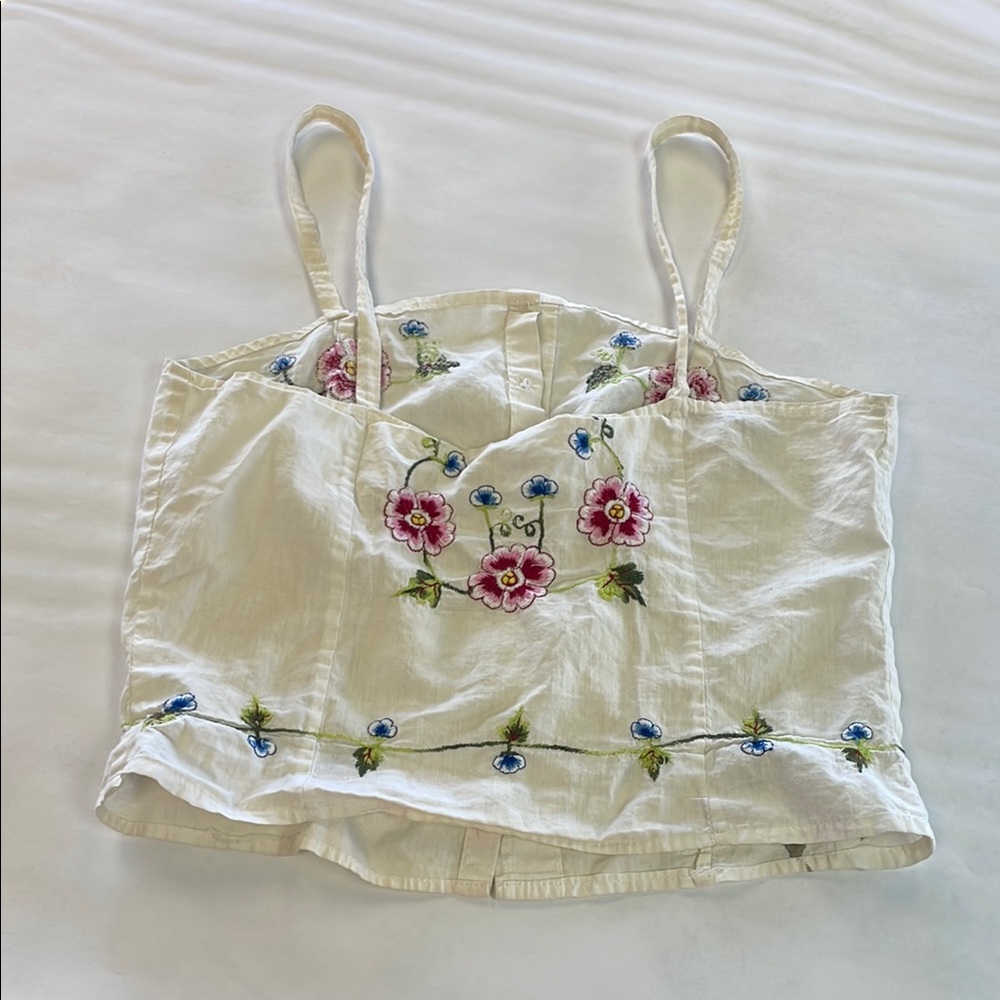 Floral Embroidered White Top